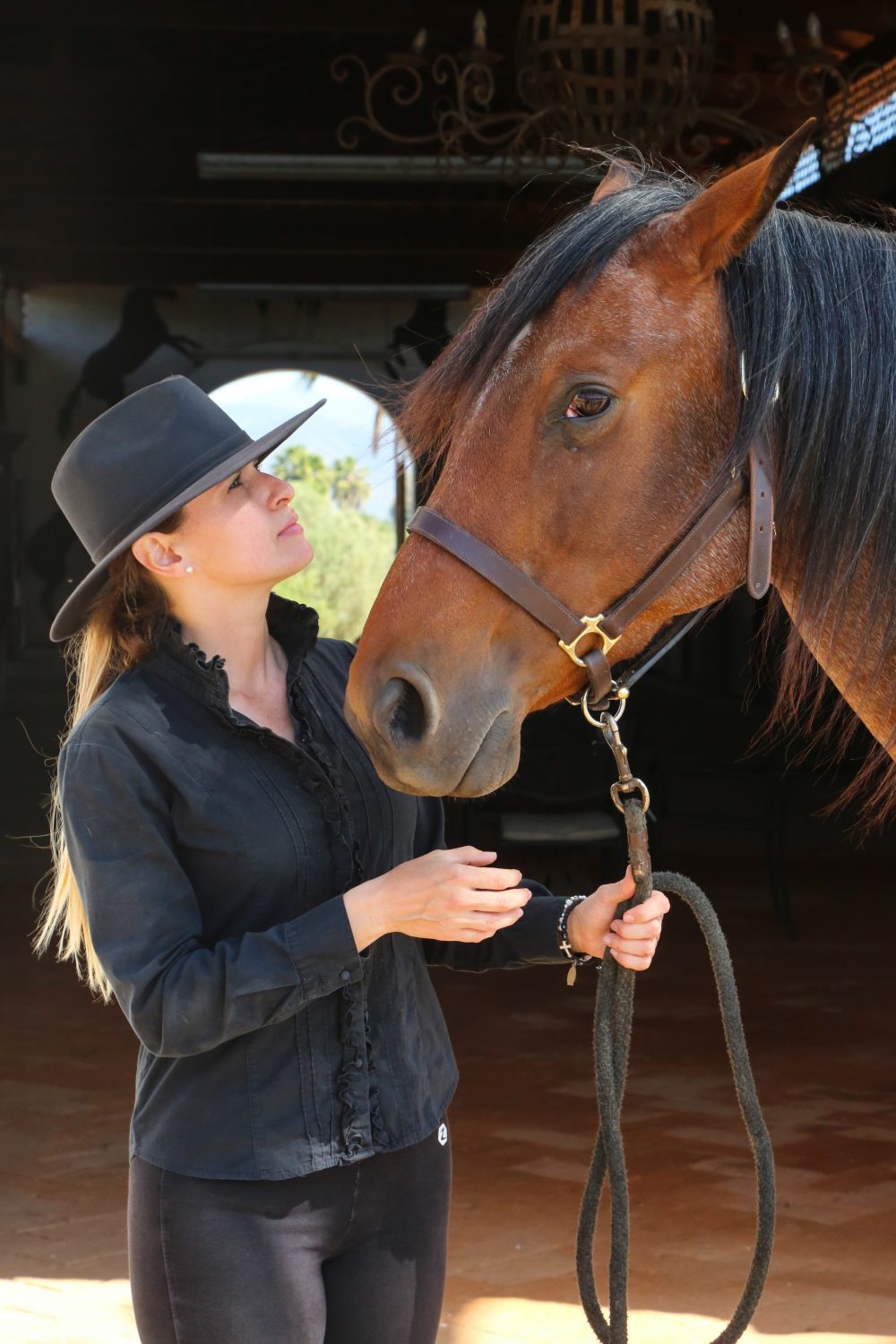 Horse and trainer, Guadalupe Valley, Baja California, Mexico