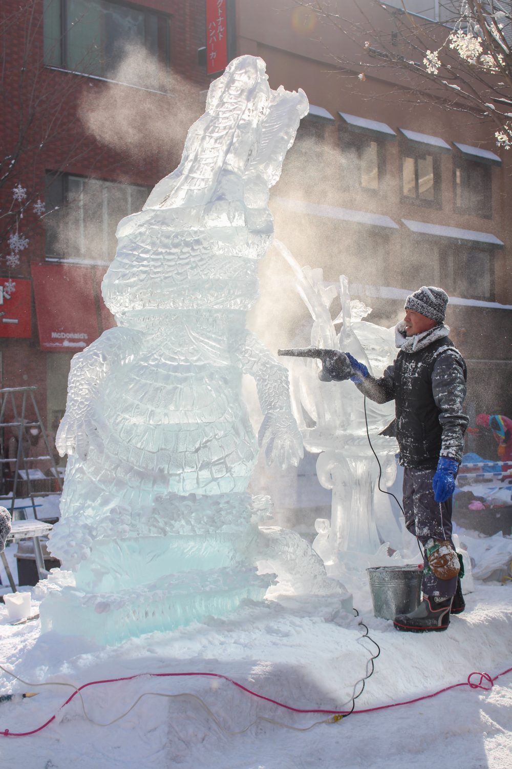 Ice sculptor, Asahikawa, Hokkaido, Japan