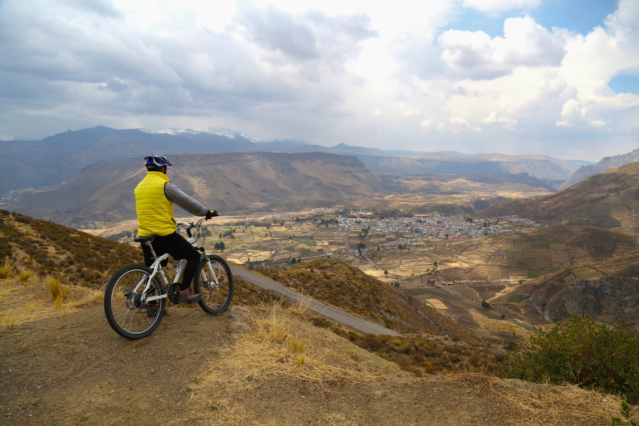 Cyclist, Colca Canyon, Peru