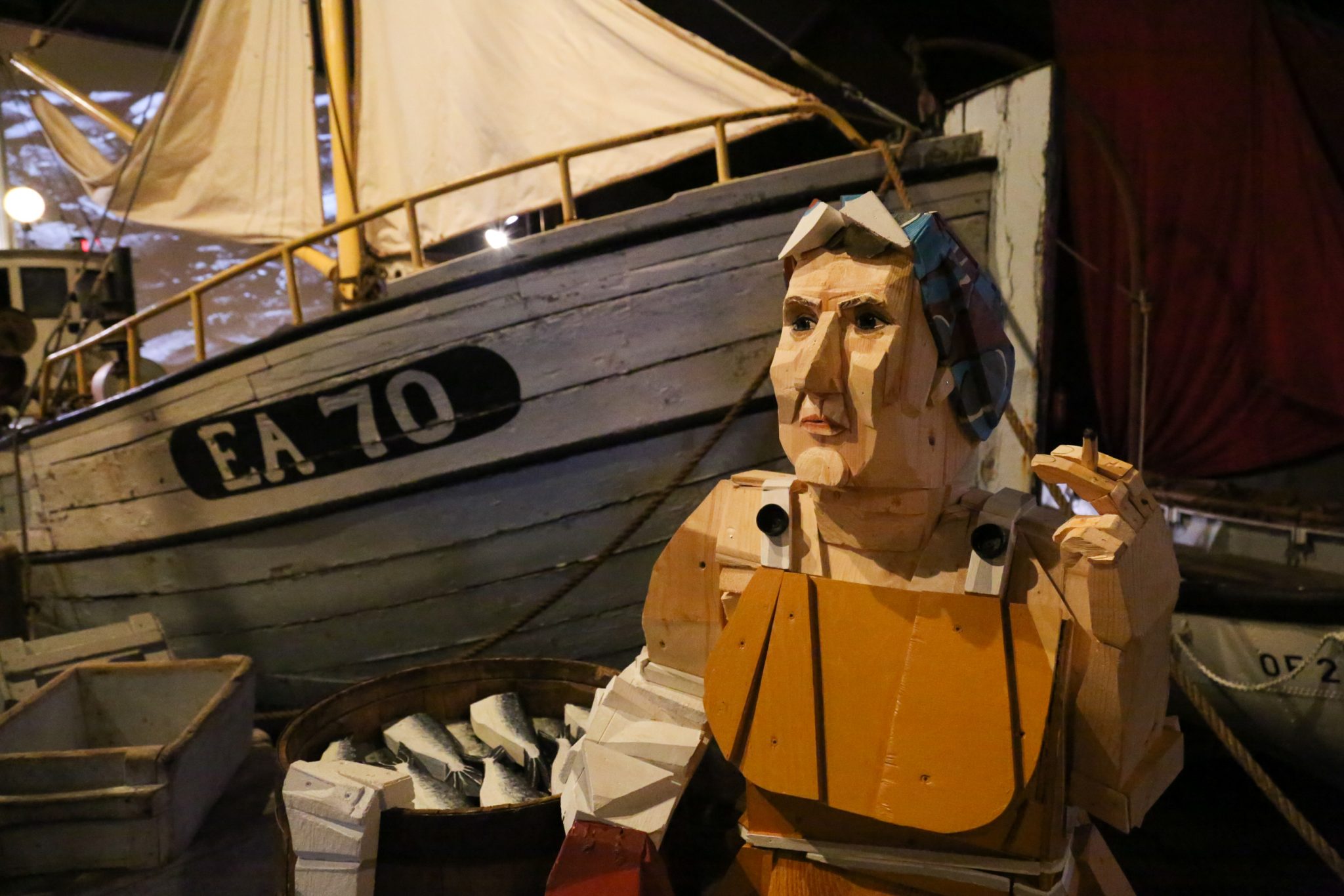 Wooden figure, Herring Era Museum, Siglufjörður, Iceland