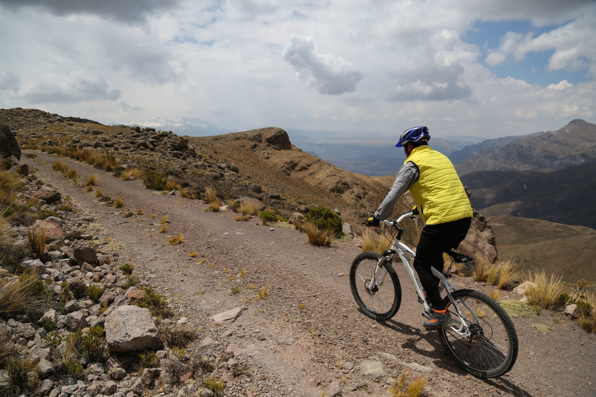 Cyclist, Colca Canyon, Peru